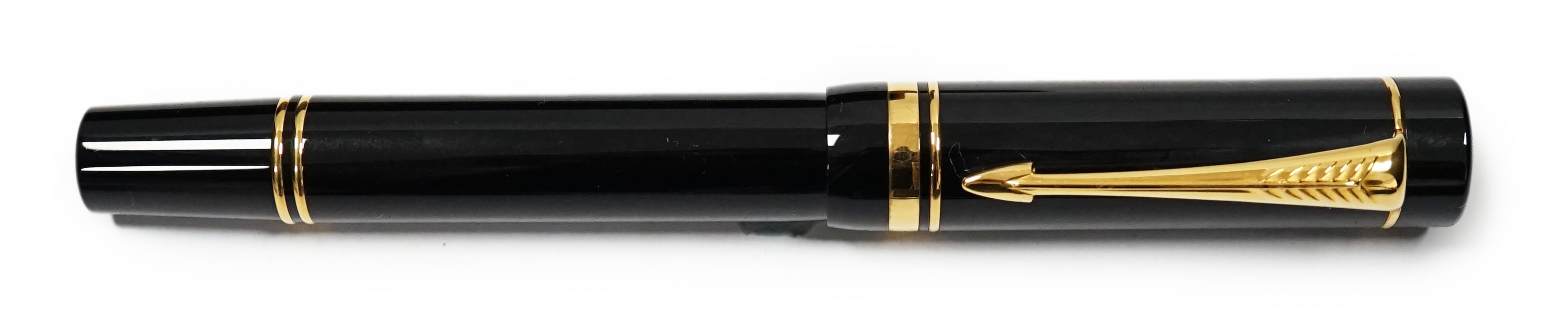 A Parker Duofold black centennial fountain pen for 'Memorial fund for Disaster Relief'